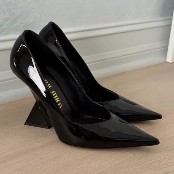 The Attico Black Patent Pointed-Toe Pumps with Sculpted Heel size 41 10.5 - Picture 10 of 10